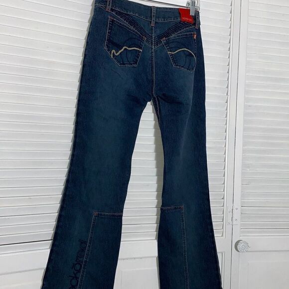 Vintage ECKO Red Flare Jeans Embroidered Logo Size 9 - Picture 13 of 16